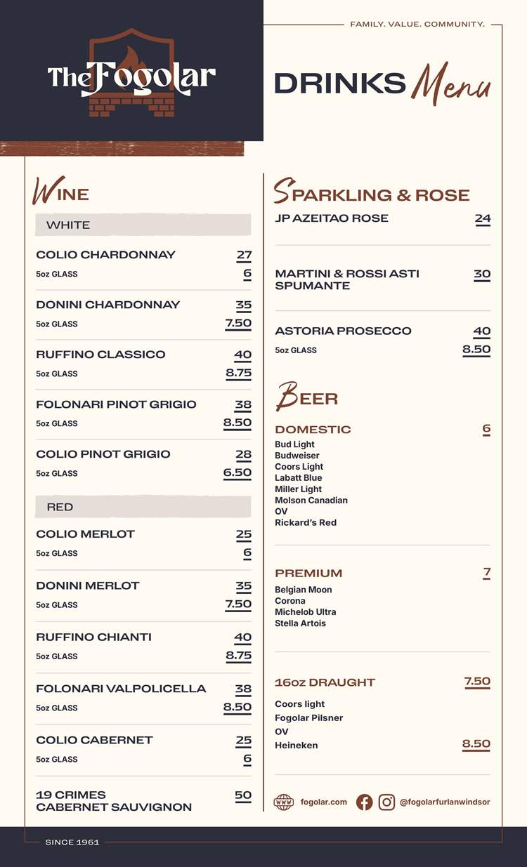 Fogolar Furlan Dinner Menu 3