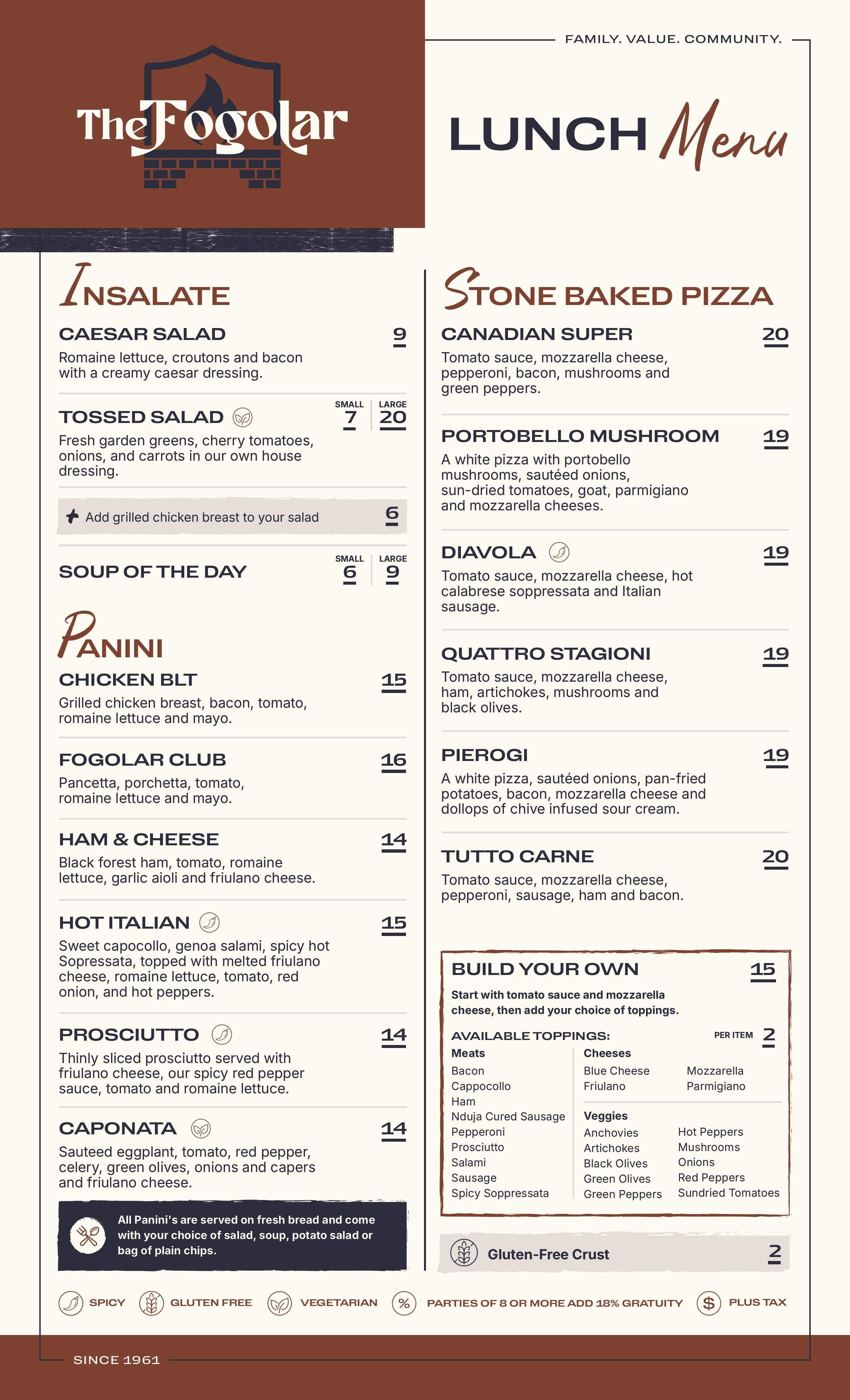 Fogolar Furlan Lunch Menu 2