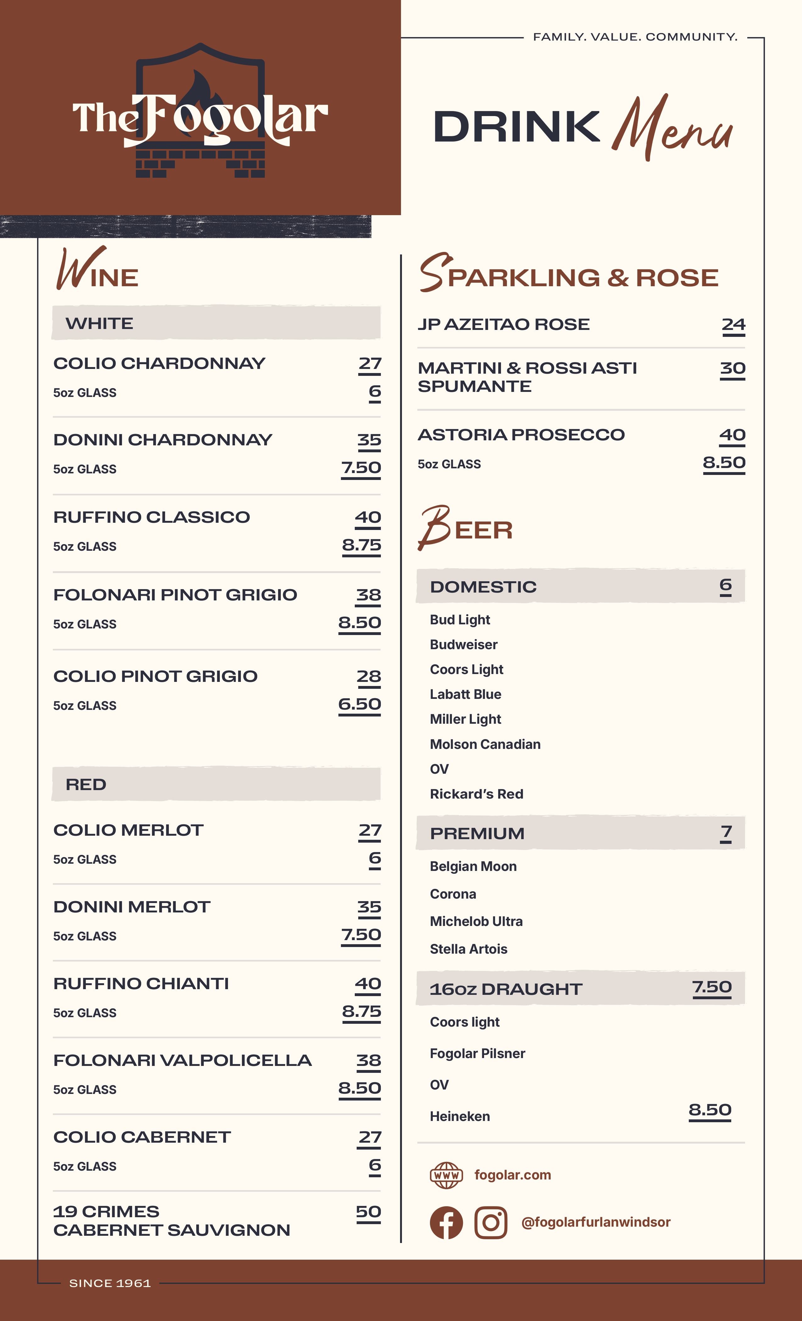 Fogolar Furlan Lunch Menu 1
