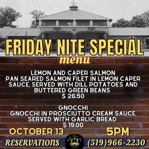 October 13 dinner special