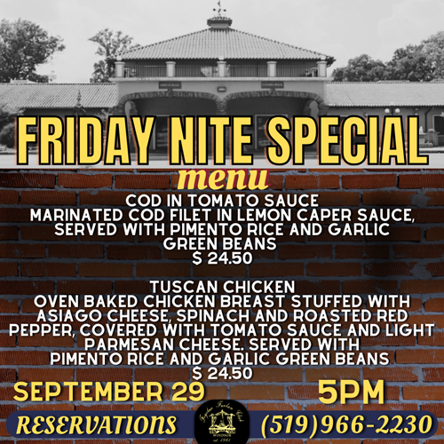 september 29 dinner special